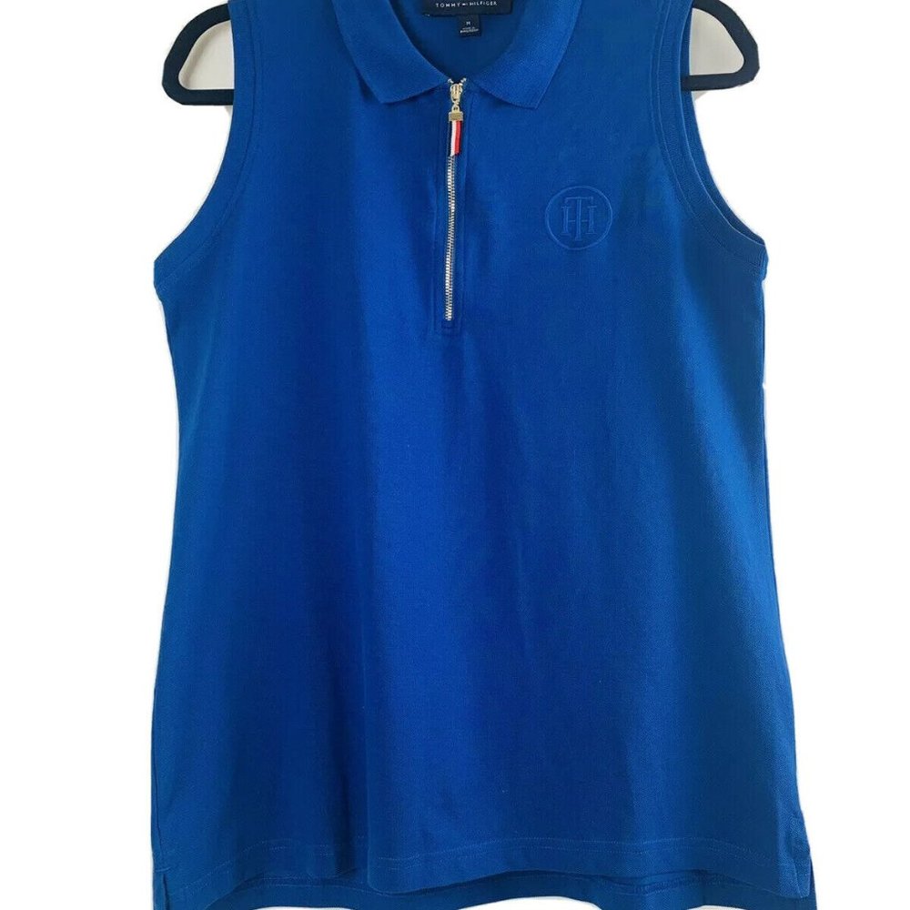 TOMMY HILFIGER Womens Sleeveless Collared Top